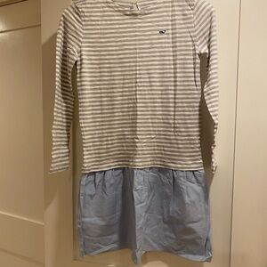 Vineyard Vines Gray and White Striped/Chambray Dress